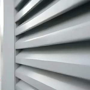 Close-up of powder-coated aluminium slats with matte finish